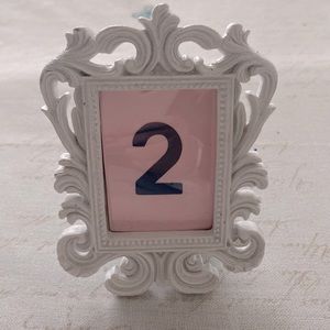 White Ornate Frames for place markers or favours that stand - parties or wedding